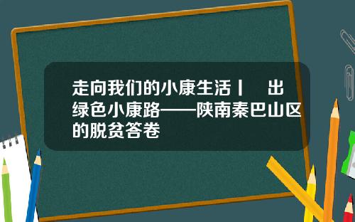 走向我们的小康生活丨蹚出绿色小康路——陕南秦巴山区的脱贫答卷