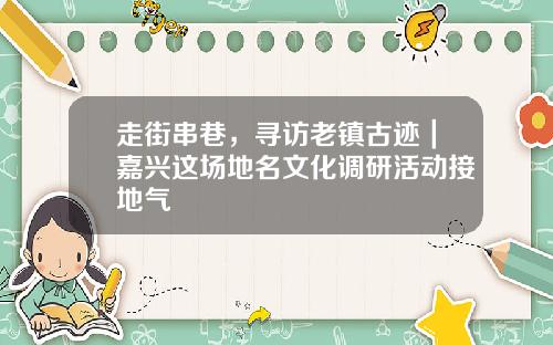 走街串巷，寻访老镇古迹｜嘉兴这场地名文化调研活动接地气