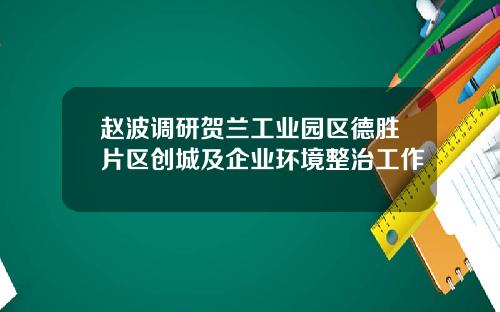赵波调研贺兰工业园区德胜片区创城及企业环境整治工作