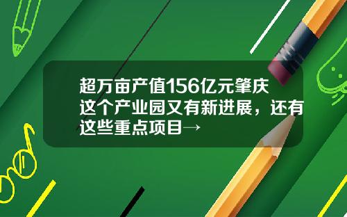 超万亩产值156亿元肇庆这个产业园又有新进展,还有这些重点项目→