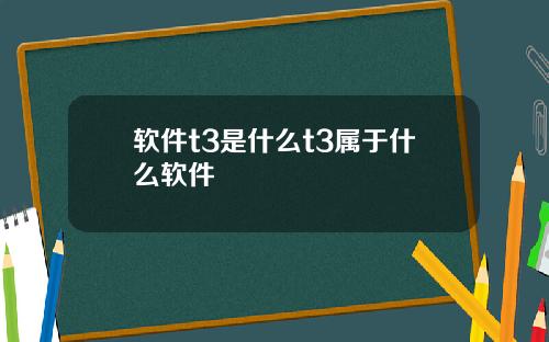 软件t3是什么t3属于什么软件