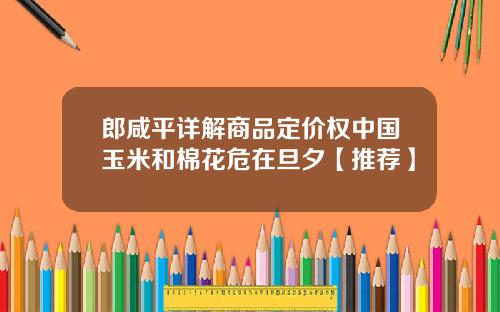 郎咸平详解商品定价权中国玉米和棉花危在旦夕【推荐】