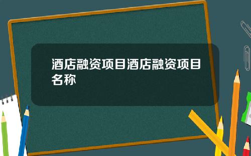 酒店融资项目酒店融资项目名称