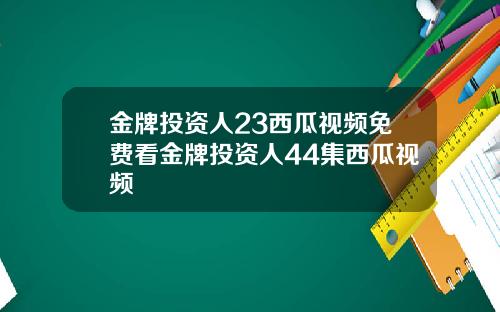 金牌投资人23西瓜视频免费看金牌投资人44集西瓜视频