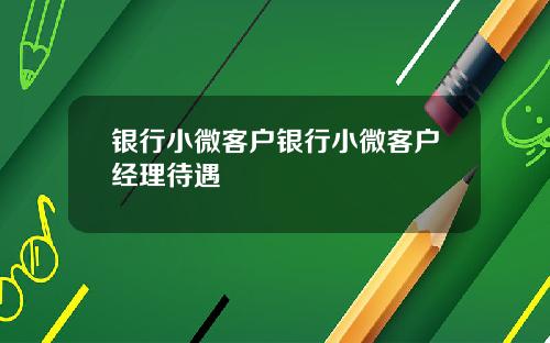 银行小微客户银行小微客户经理待遇