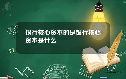 银行核心资本的是银行核心资本是什么