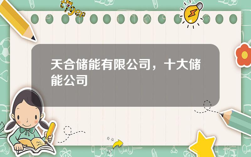 天合储能有限公司，十大储能公司