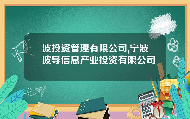 波投资管理有限公司,宁波波导信息产业投资有限公司