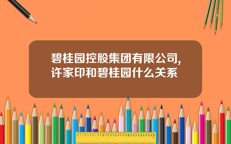 碧桂园控股集团有限公司,许家印和碧桂园什么关系