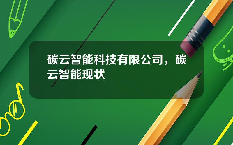 碳云智能科技有限公司，碳云智能现状