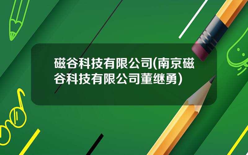 磁谷科技有限公司(南京磁谷科技有限公司董继勇)