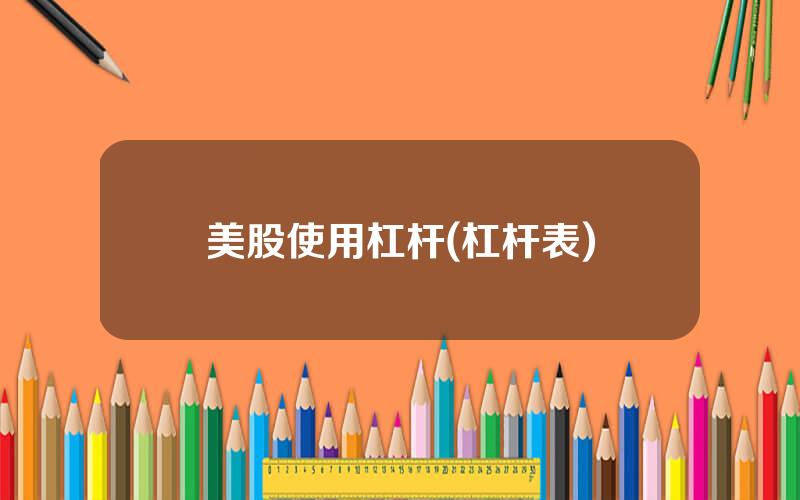 美股使用杠杆(杠杆表)