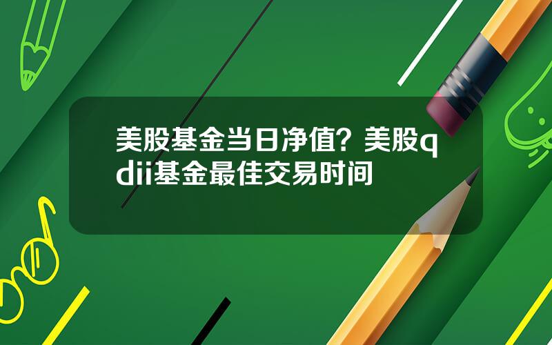 美股基金当日净值？美股qdii基金最佳交易时间