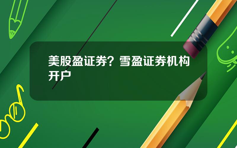 美股盈证券？雪盈证券机构开户