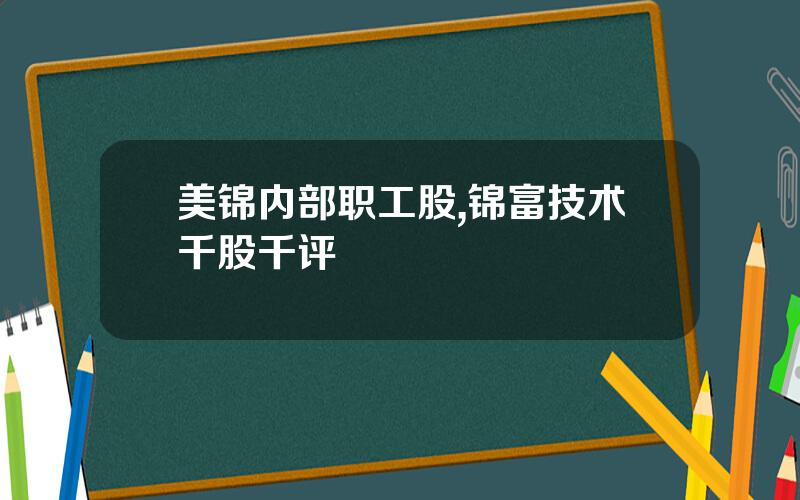 美锦内部职工股,锦富技术千股千评