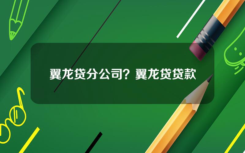 翼龙贷分公司？翼龙贷贷款