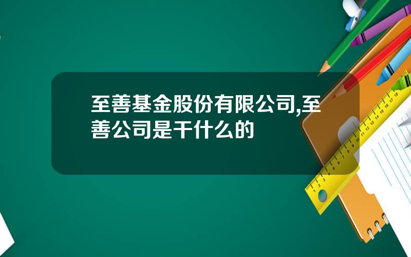 至善基金股份有限公司,至善公司是干什么的