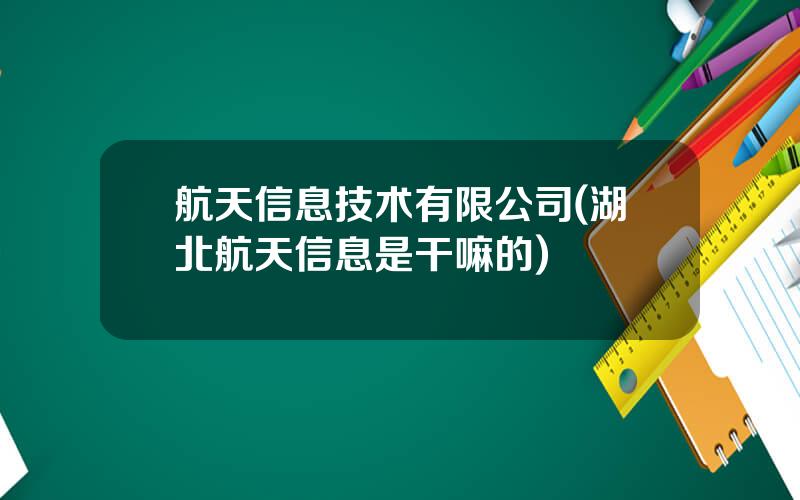 航天信息技术有限公司(湖北航天信息是干嘛的)