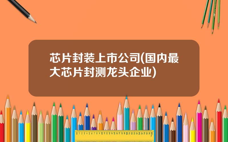 芯片封装上市公司(国内最大芯片封测龙头企业)