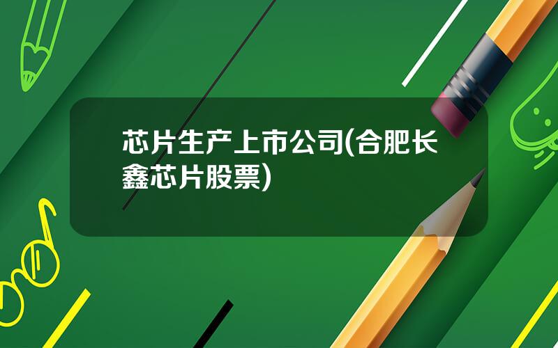 芯片生产上市公司(合肥长鑫芯片股票)