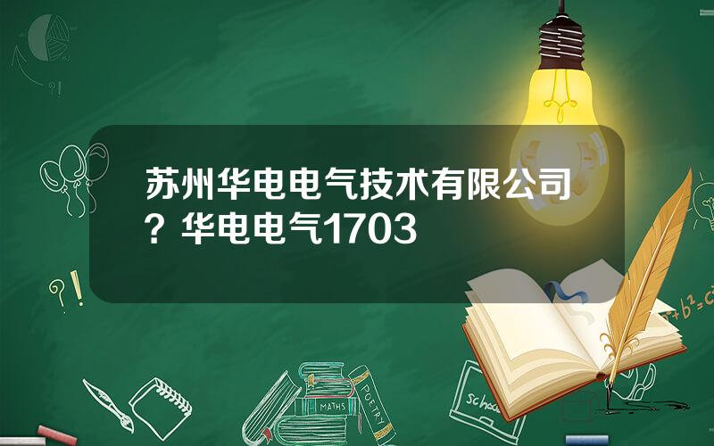 苏州华电电气技术有限公司？华电电气1703