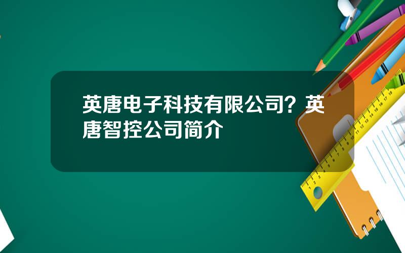 英唐电子科技有限公司？英唐智控公司简介