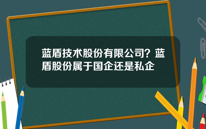 蓝盾技术股份有限公司？蓝盾股份属于国企还是私企