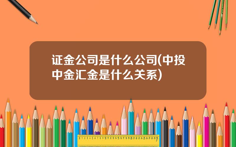证金公司是什么公司(中投中金汇金是什么关系)