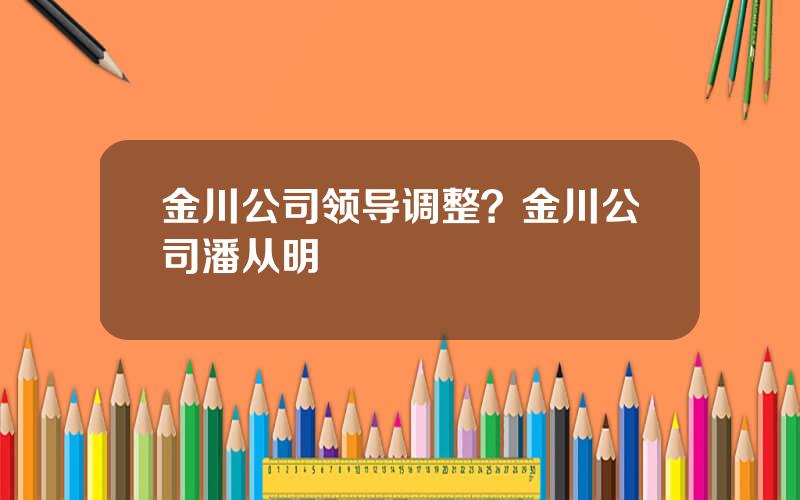 金川公司领导调整？金川公司潘从明