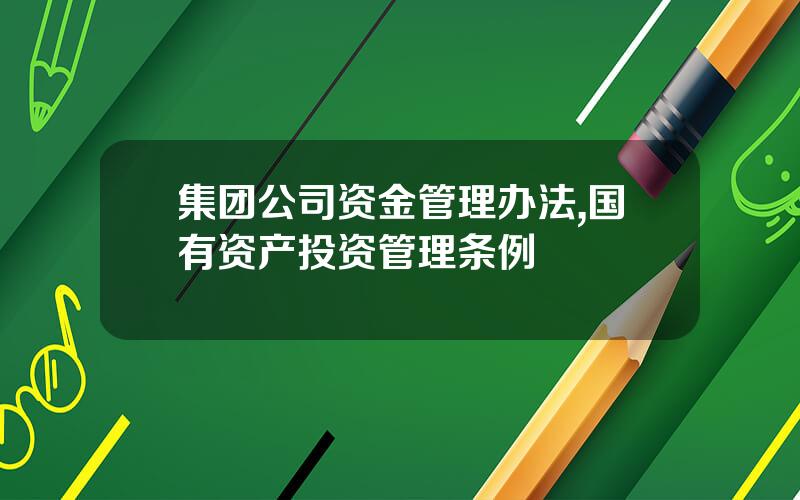 集团公司资金管理办法,国有资产投资管理条例